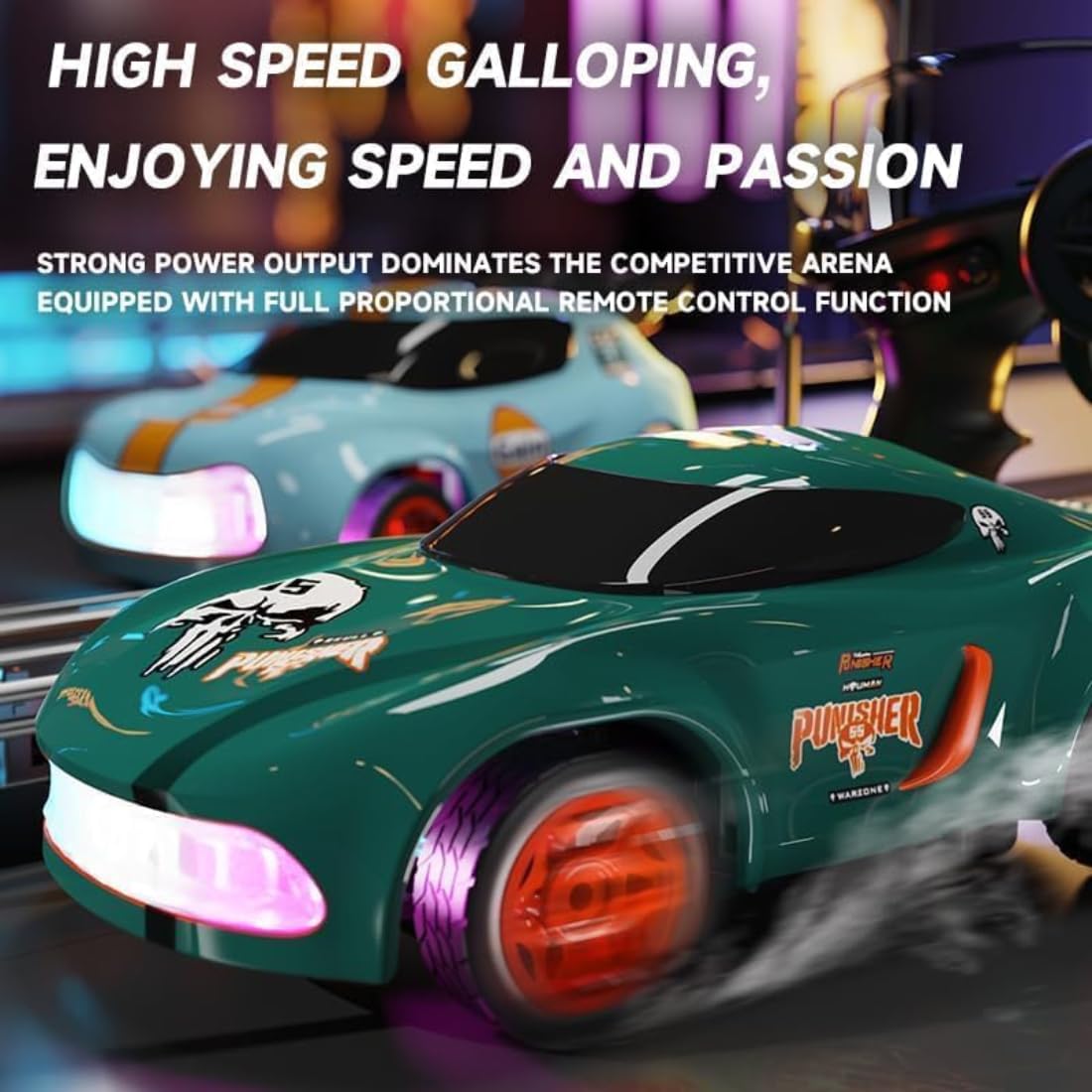 1:64 Mini RC Drift Car with RGB LED Lights | 2.4GHz High-Speed Remote Control Racing Car(Gray))