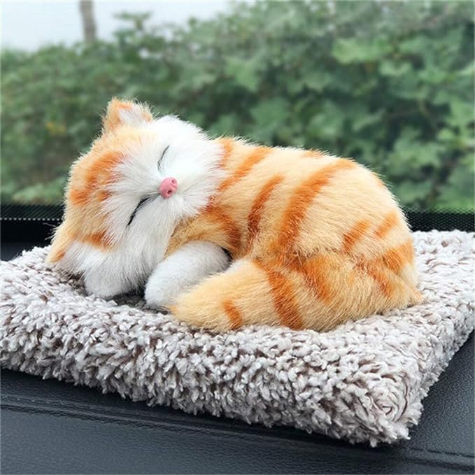 Real Looking Cute Cat Close Eyes Show Piece With Meow Sound ( Select From Drop Down Menu)