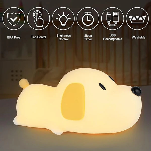 Cute Puppy 3D Silicon RGB Colour-Changing Chargeable Touch Lamp