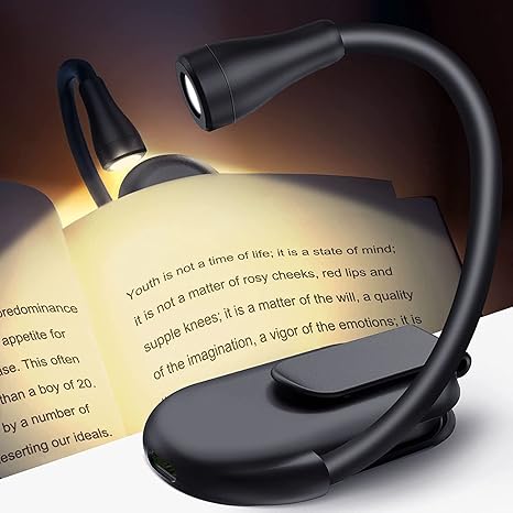 USB Rechargeable Book Reading Light Adjustable Brightness LED Clip on Book Light Eye Care Book Lamp