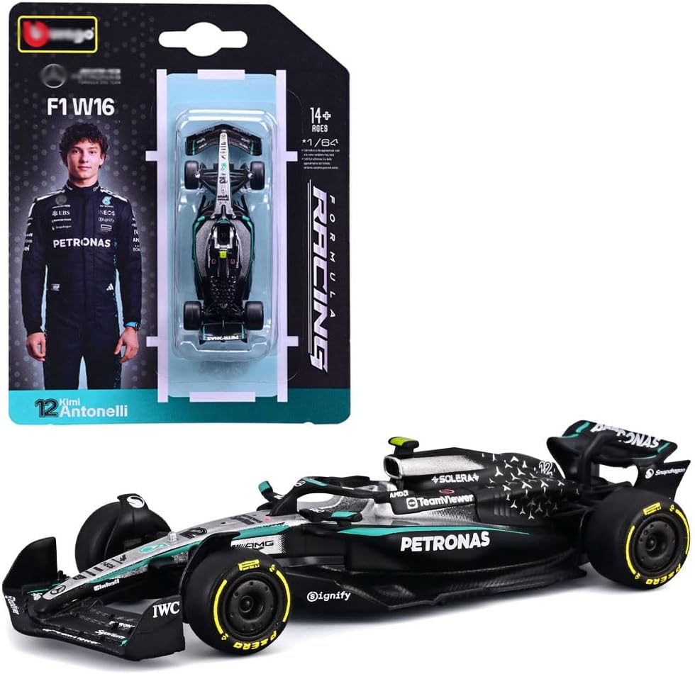 Official Bburago Formula Racing  1 : 64 Diecast Scale Model - 12 Kimi Antonelli