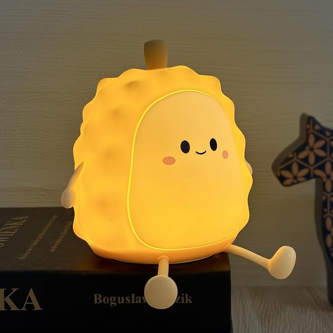 Night Light for Kids, Cute Silicone Durian Nursery Light for Baby Room and Toddler, Rechargeable LED Fruits Decor Nightlight for Girls and Boys, Portable Kawaii Lamp Birthday Gift