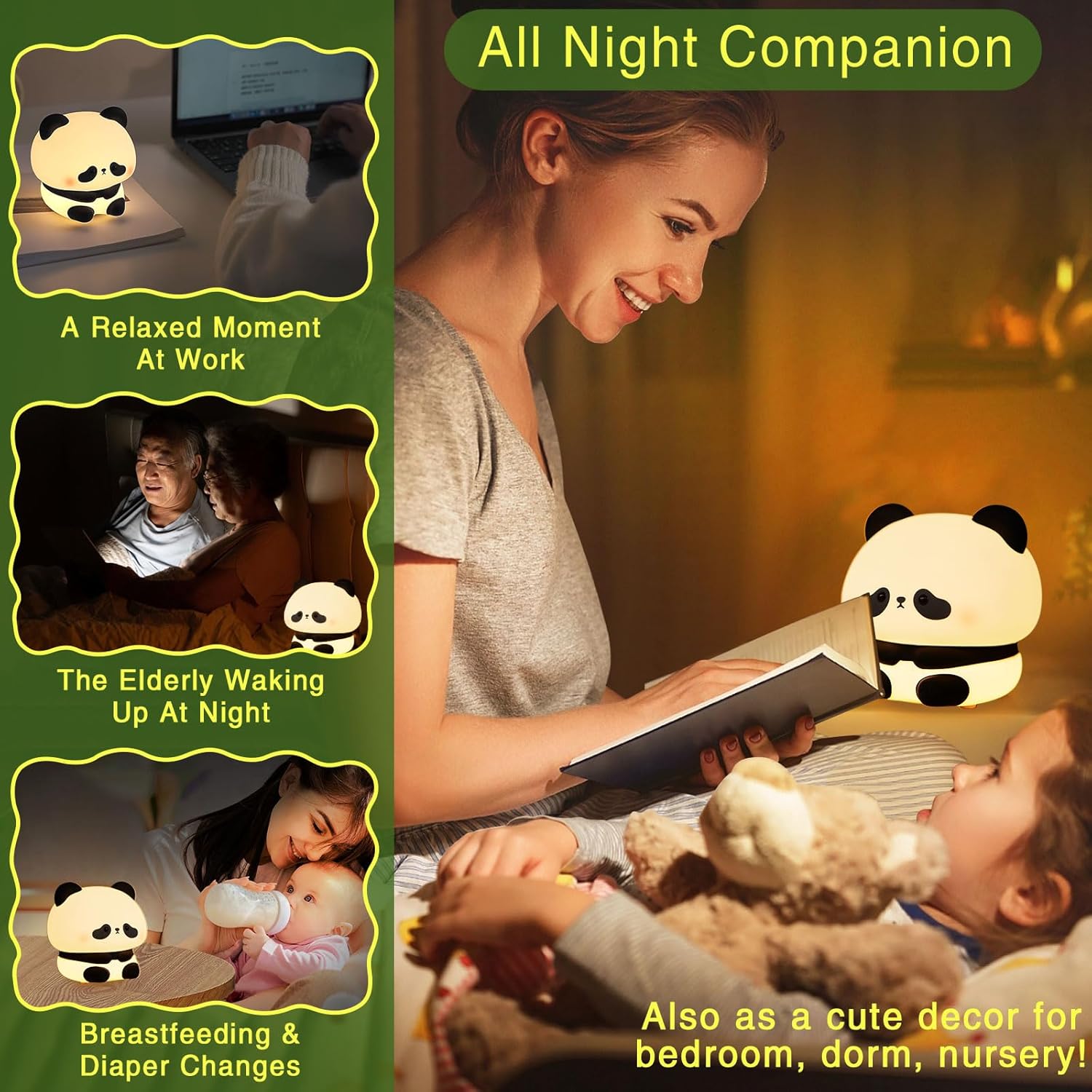 Cute Panda Touch Silicon Lamp - USB Chargeable