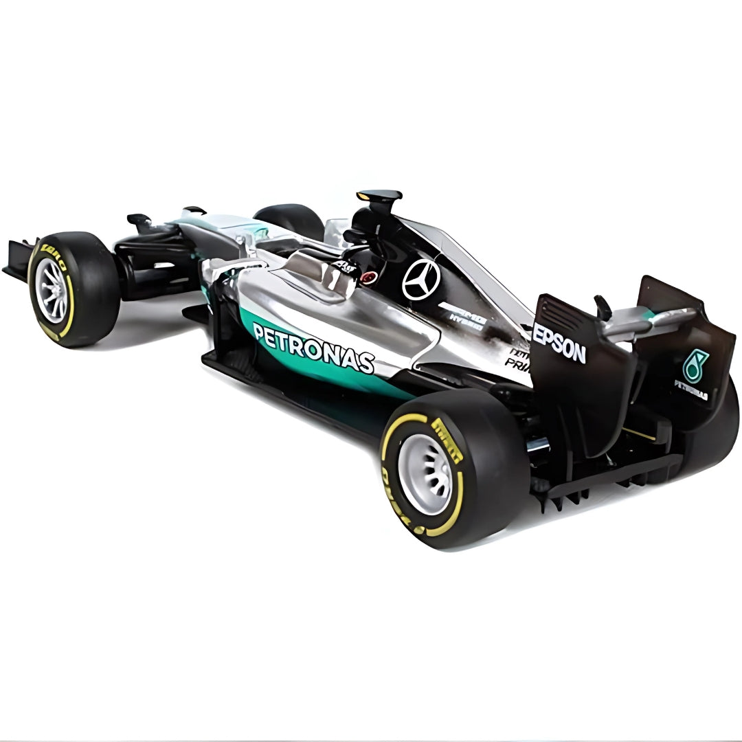 Bburago - 1/43 Scale Model - 2016 Silver Racing Mercedes F1 W07 Hybrid #43 Lewis Hamilton Diecast Model Car