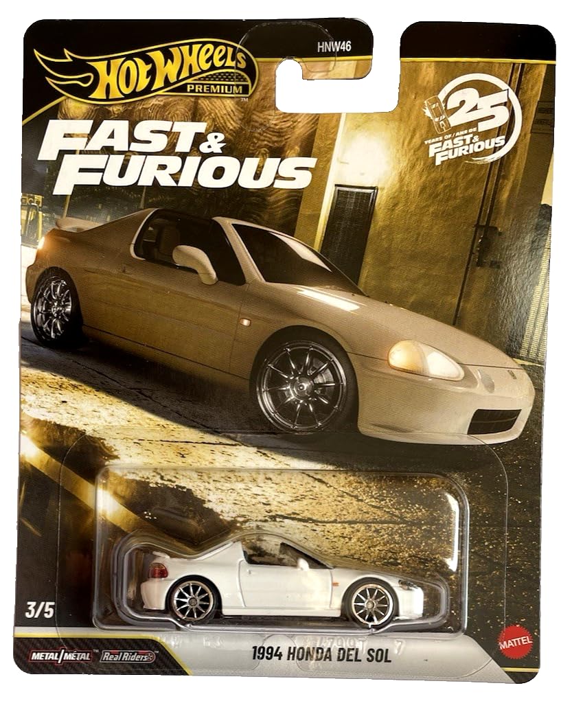 Hot Wheels Imported Premium 1/64 Car Hot Wheels Fast & Furious Premium Cars 1994 Honda del Sol 1:64 Scale Metal Collectors Vehicle Inspired by Fast & Furious