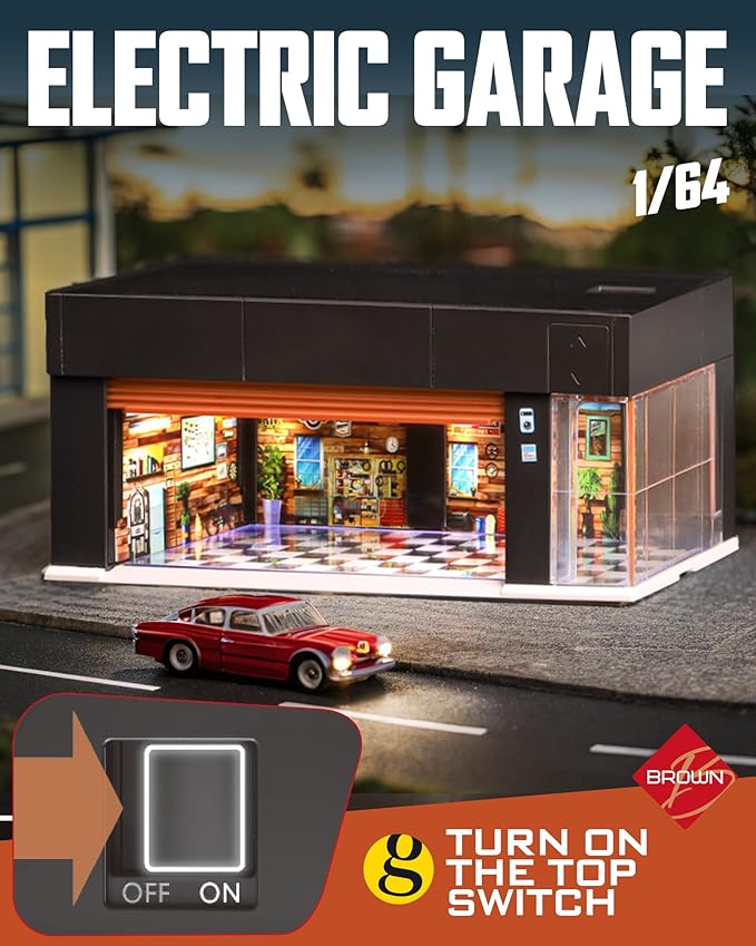 Electric Motorized Garage Diorama With Lights and Voice Control  for 1:64 Diecast Scale Models - USB chargeable and Battery Operated (No Cod Allowed On This Product) - Prepaid Orders Only