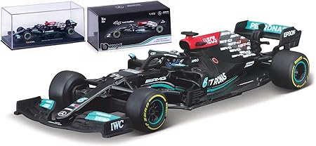 Bburago - 1/43 Scale Model Compatible with Mercedes Compatible with AMG W12 E Performance F1 Racing # 77 Compatible with Valtteri Bottas 2021 (Black)) - (No Cash On Delivery Allowed On This Product