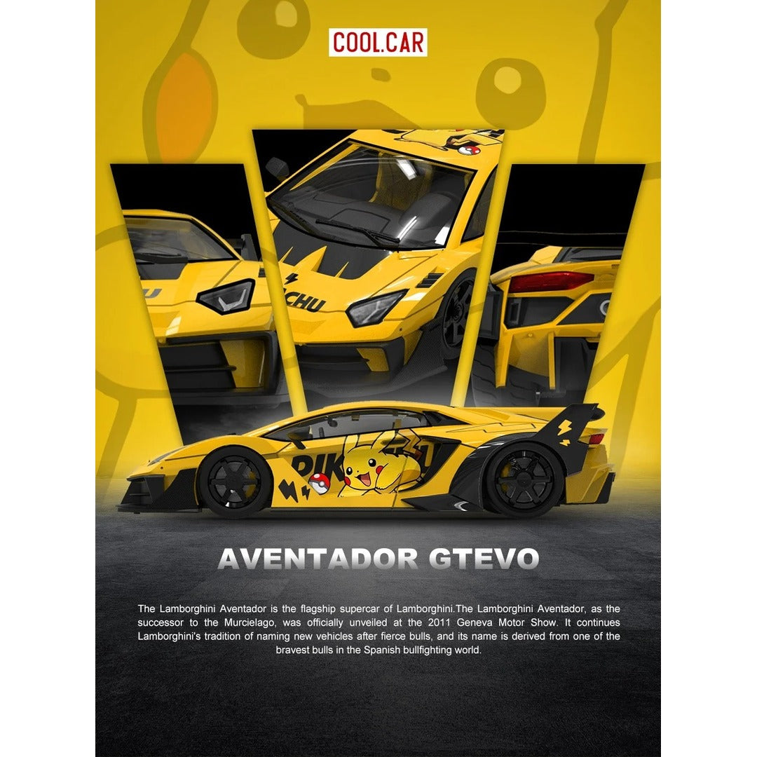 Cool Car Pikachu Lamborghini 1:64 Scale Simulated Alloy Diecast Model Car