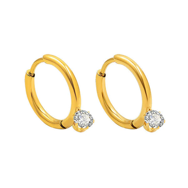 Laila Solitaire Hoop Earrings