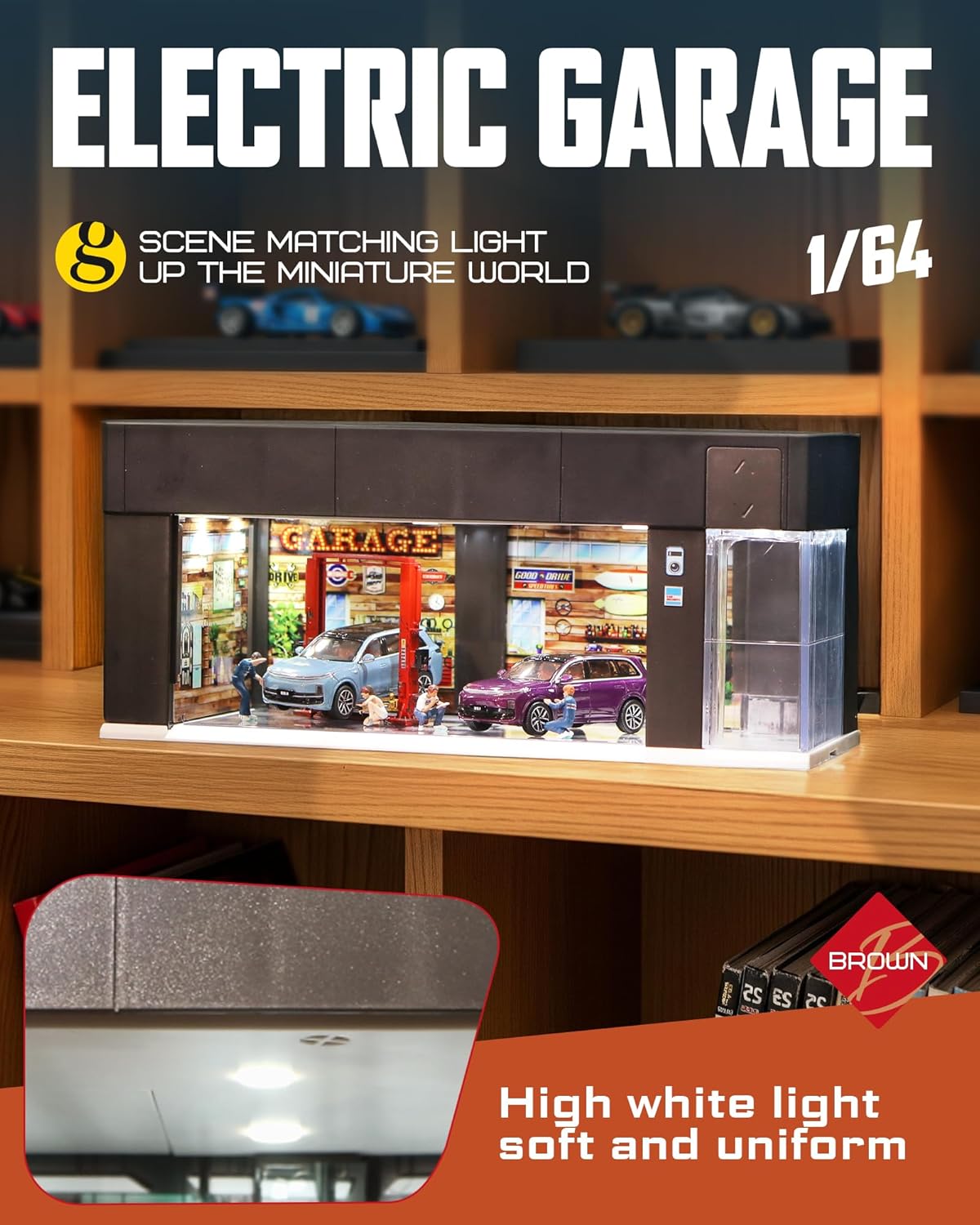 Electric Motorized Garage Diorama With Lights and Voice Control  for 1:64 Diecast Scale Models - USB chargeable and Battery Operated (No Cod Allowed On This Product) - Prepaid Orders Only