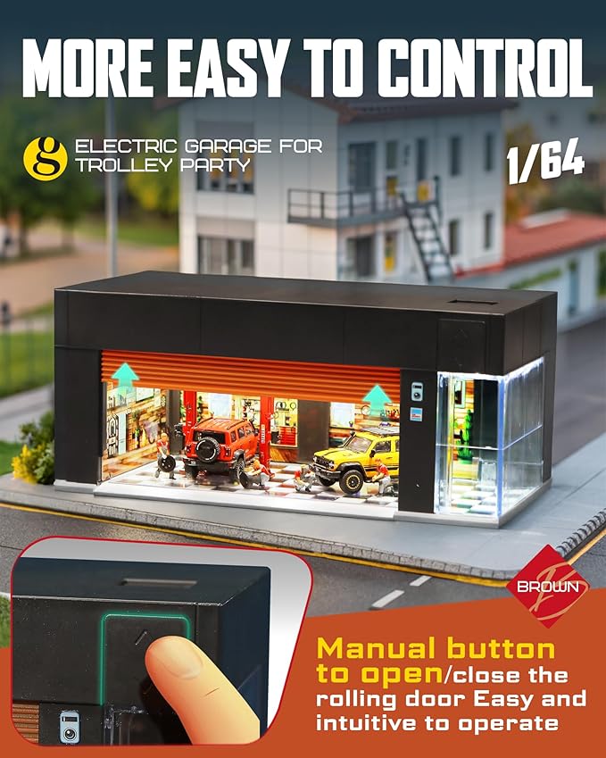 Electric Motorized Garage Diorama With Lights and Voice Control  for 1:64 Diecast Scale Models - USB chargeable and Battery Operated (No Cod Allowed On This Product) - Prepaid Orders Only