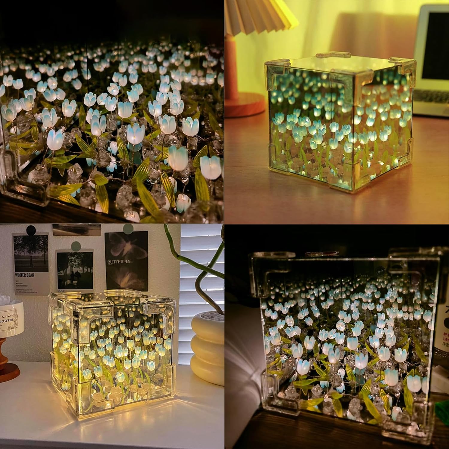 DIY 3D Tulip Led Lamp - Blue - 20 Tulips (No Cash On Delivery Allowed On This Product) - Prepaid Orders Only