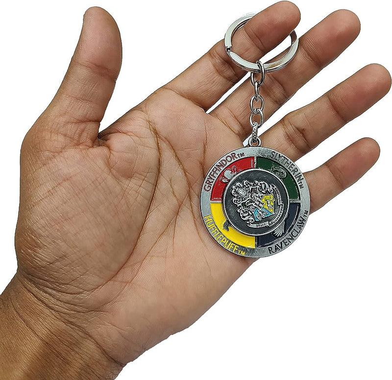 Harry Potter Silver Hogwarts Rotating Keychain