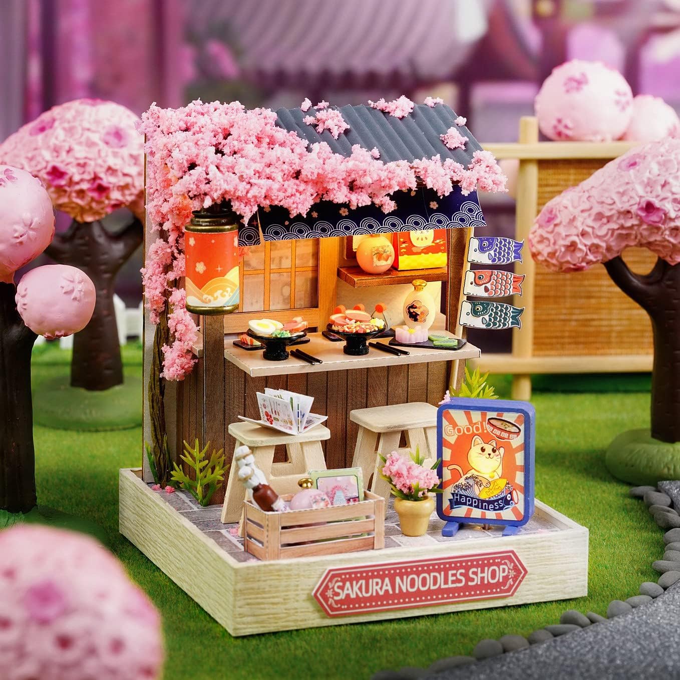 Cuteroom Diy Dollhouse - Corner of Happiness Series Miniature Kit - Sakura Noodles Shop