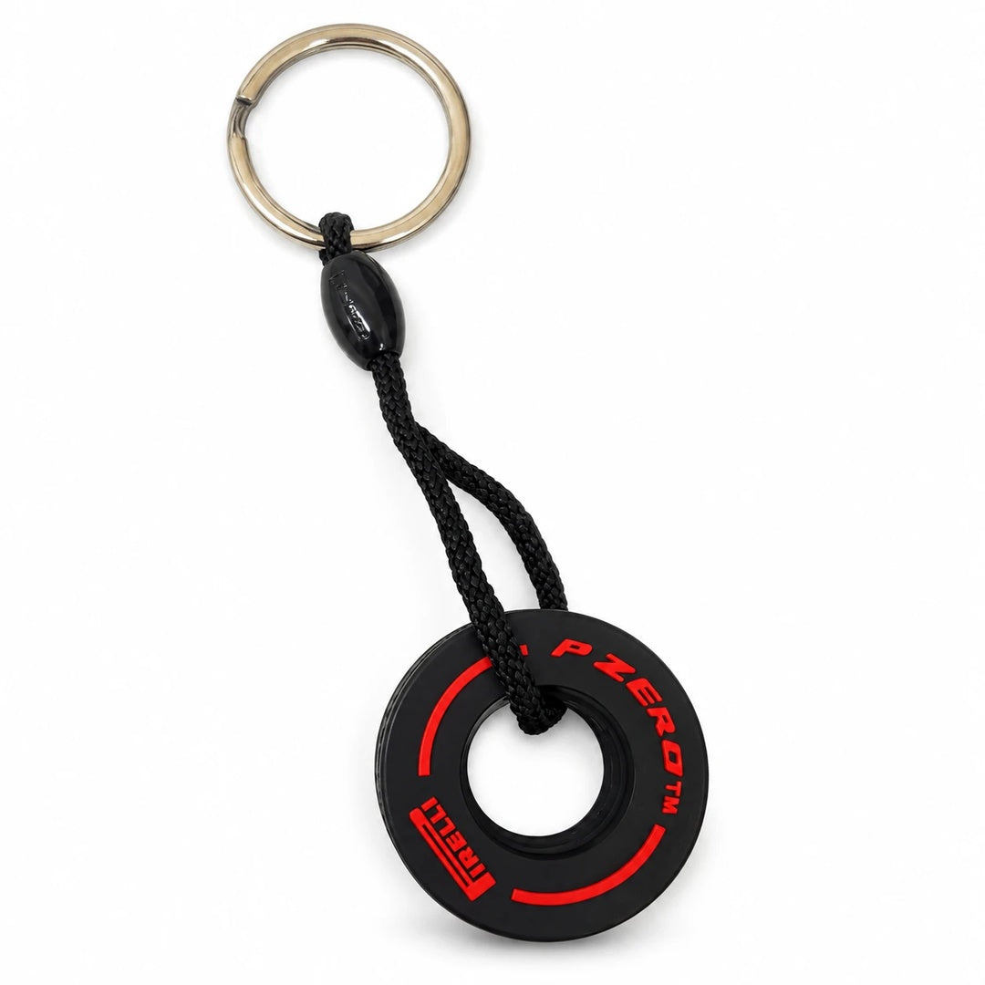 F1 Theme Tyre 3D Rubber Keychain - Red