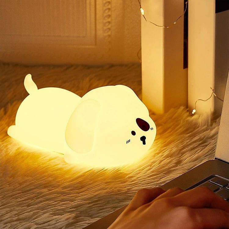 Cute Puppy 3D Silicon RGB Colour-Changing Chargeable Touch Lamp