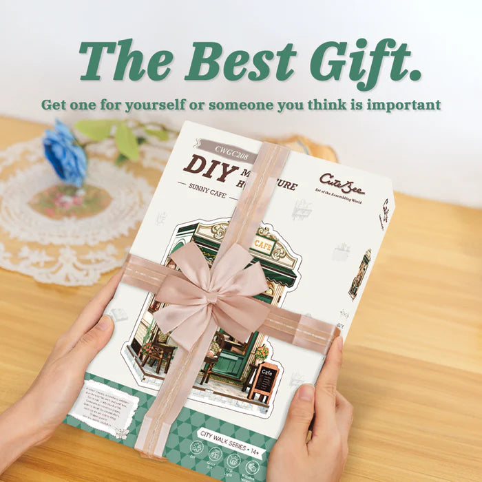 CUTEBEE DIY Book Nook Kit - Sunny Cafe