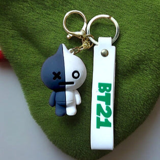 Bts / Bt21 3D Silicon Keychains with  Bagcharm and Strap ( Select From Dropdown Menu)