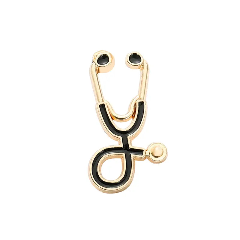 Doctor's Stethoscope Enamel Pin Brooch - Black