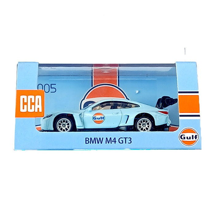 Scale 1 : 64 CCA Premium Gulf BMW M4 GT3 - Blue Diecast Metal Model Car With Acrylic Case