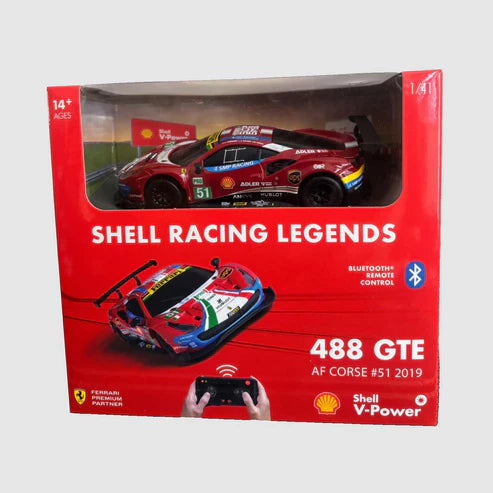 Bburago Ferrari Shell Racing Legends Ferrari 488 GTE 1:41 Scale Bluetooth Remote Control Car – Smartphone Controlled