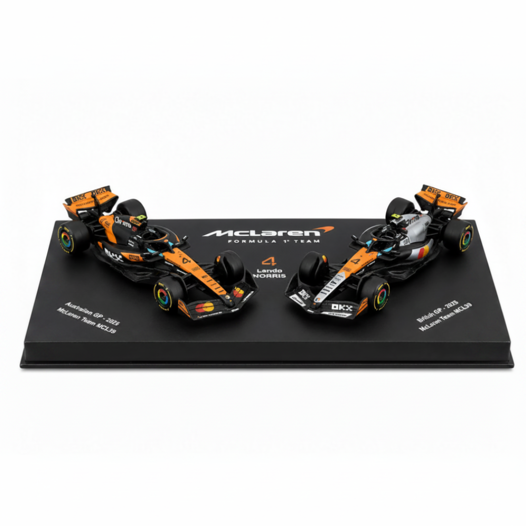 Bburago 2025 McLaren F1 MCL39 Lando Norris  – Formula 1 Twin Pack Die-Cast Model Cars 1:64 Scale (Preorder Ships 1st week of September)