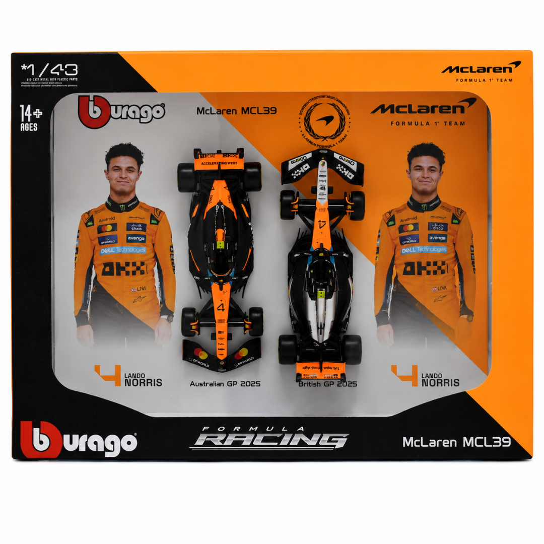 Bburago McLaren MCL39 Lando Norris Formula 1 1:43 Scale Die-Cast Model Car | Australian GP & British GP 2025