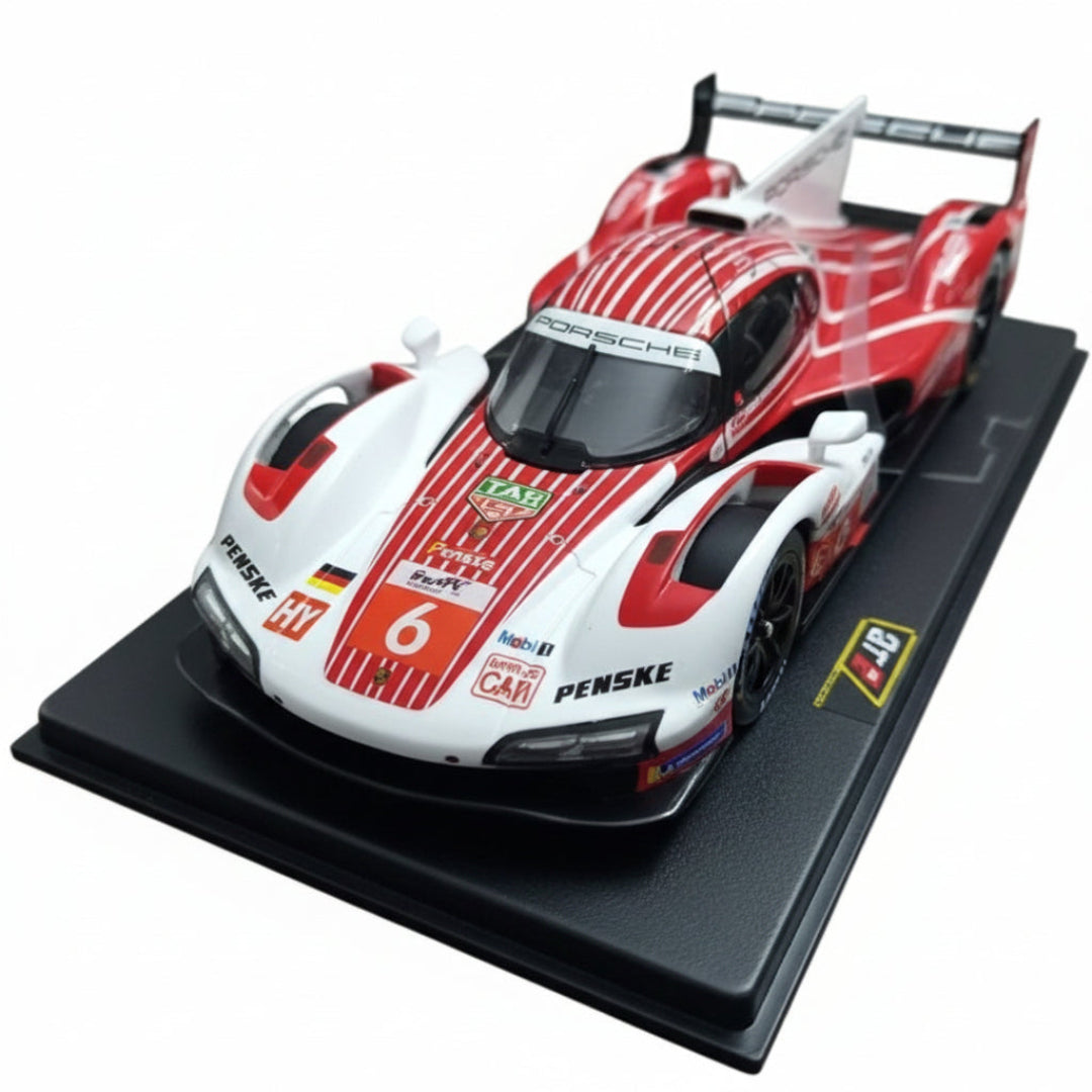 Bburago Porsche 963 #6 1:24 Scale Die-Cast Model Car | Porsche Racing Collectible with Display Base