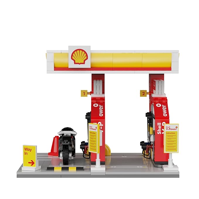 CaDA Shell Retail Station Building Block Set (305 Pcs) – Detailed Gas Station Model Kit