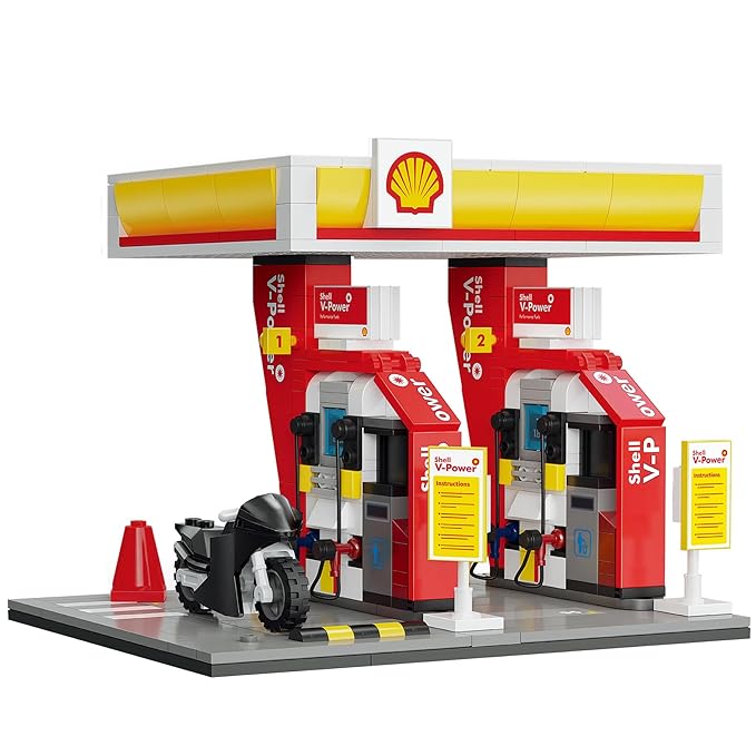 CaDA Shell Retail Station Building Block Set (305 Pcs) – Detailed Gas Station Model Kit