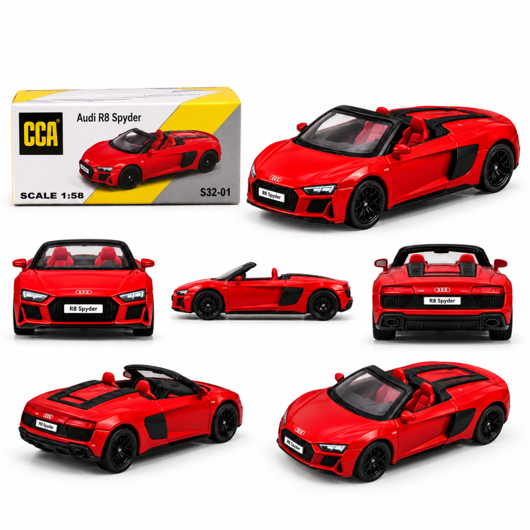 CCA Audi R8 Spyder S32-01 1:58 Diecast Model Car – Red