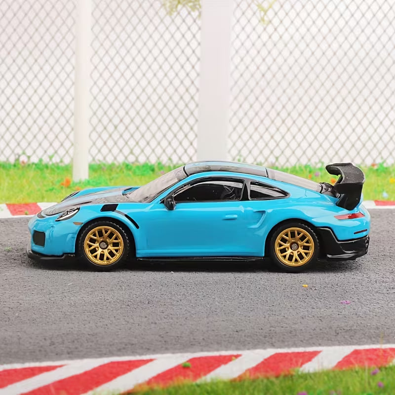 CCA Porsche 911 GT2 RS 1:64 Die-Cast Model Car | Blue Sports Car S16-02