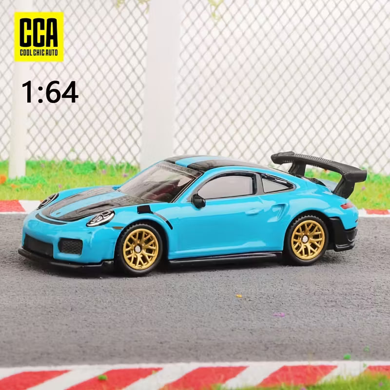 CCA Porsche 911 GT2 RS 1:64 Die-Cast Model Car | Blue Sports Car S16-02