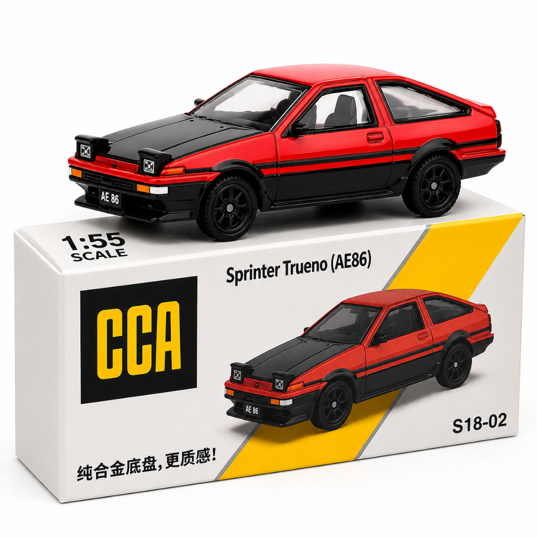 CCA Sprinter Trueno AE86 1:55 Scale Die-Cast Model Car | Red & Black Classic Sports Car | Collectible S18-02