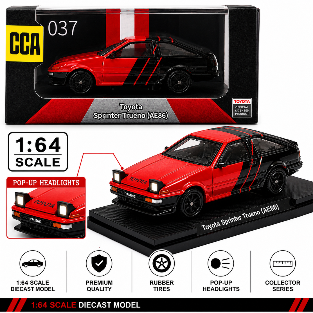 CCA Toyota Sprinter Trueno AE86 Red & Black 1:64 037 Diecast Model Car
