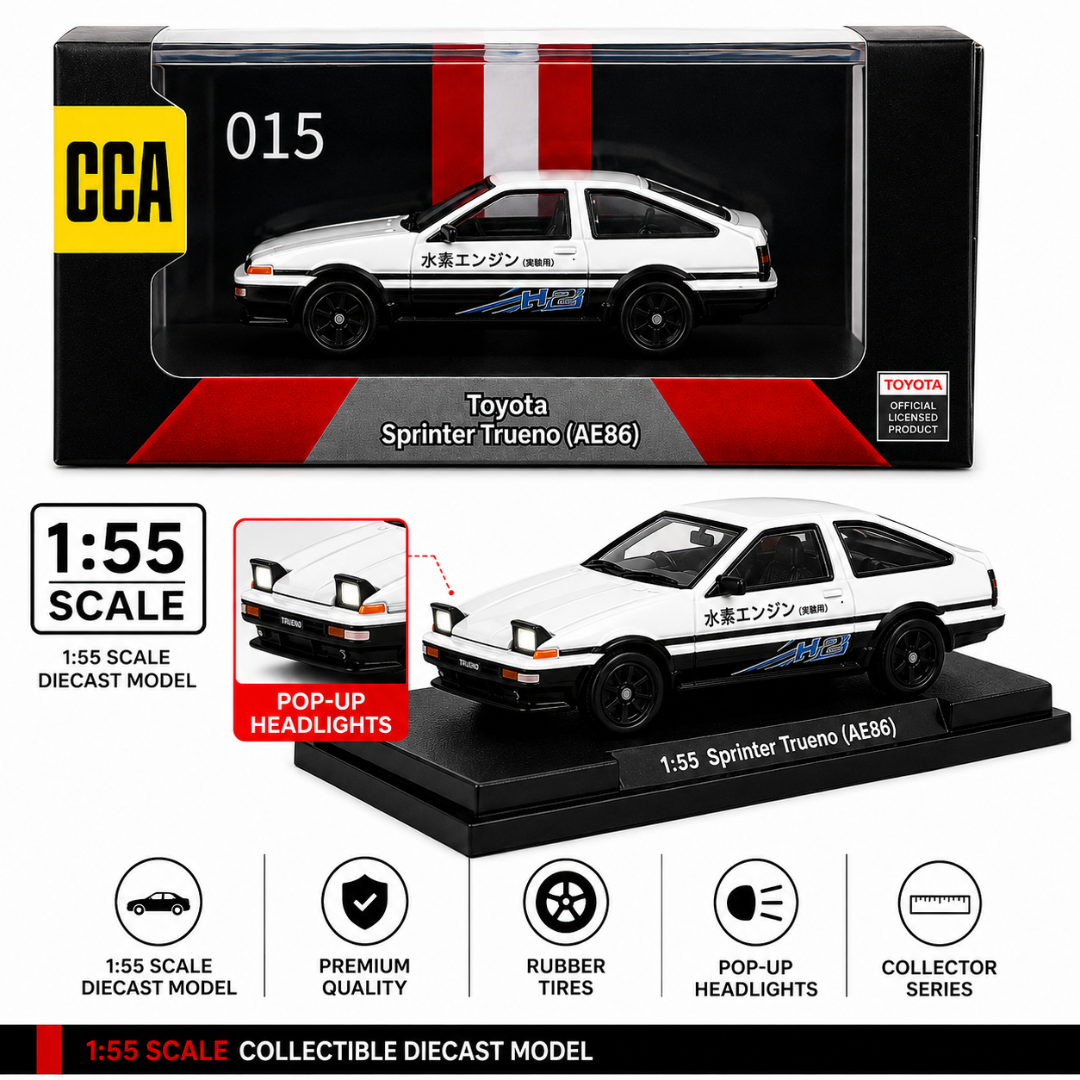 CCA Toyota Sprinter Trueno AE86 White H2 Edition 1:55 Diecast Model Car 015