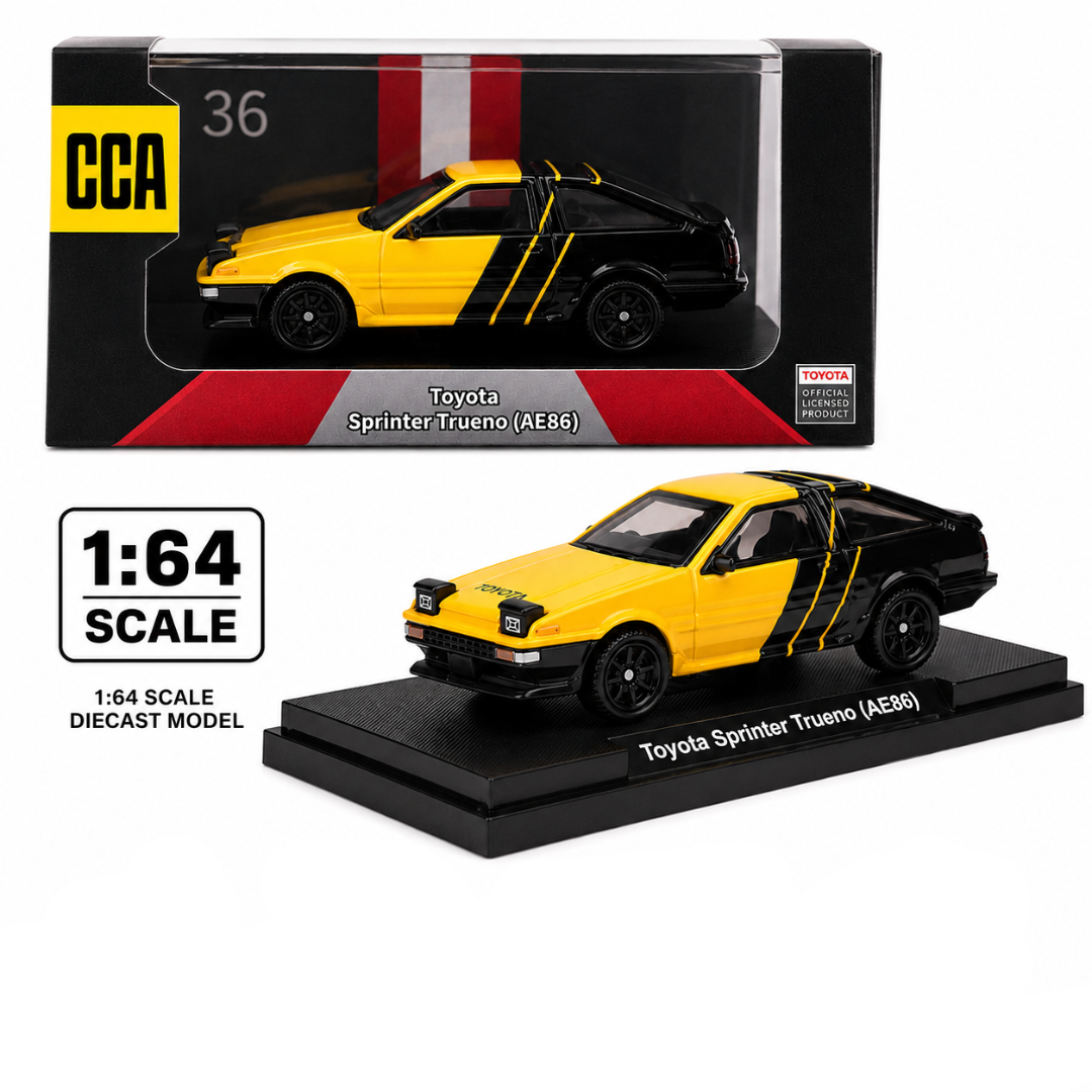 CCA Toyota Sprinter Trueno AE86 Yellow & Black 1:64 Diecast Model Car 036