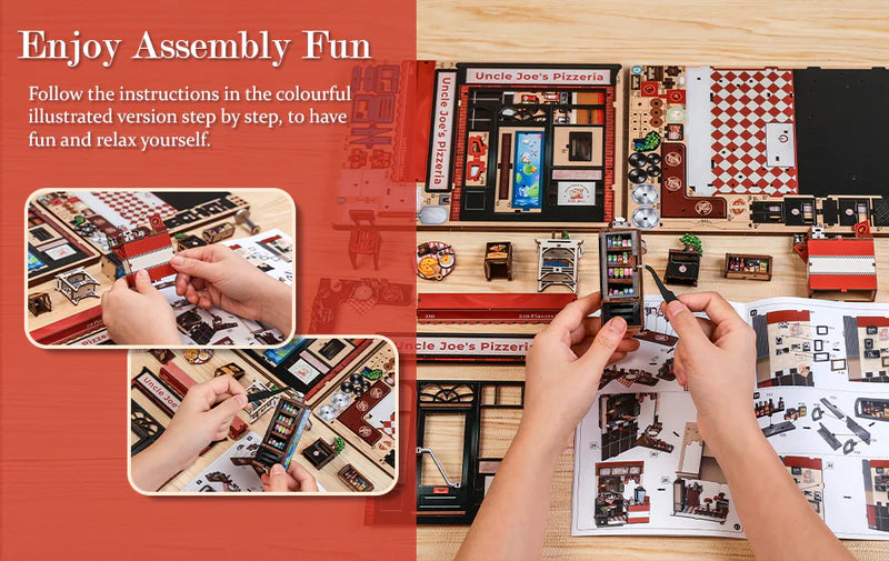 CUTEBEE DIY Book Nook Kit - Uncle Joe's Pizzeria