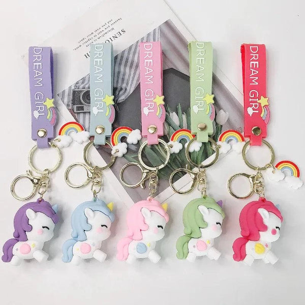 Unicorn Keychain With Bagcharm and Strap (Choose From Dropdown)