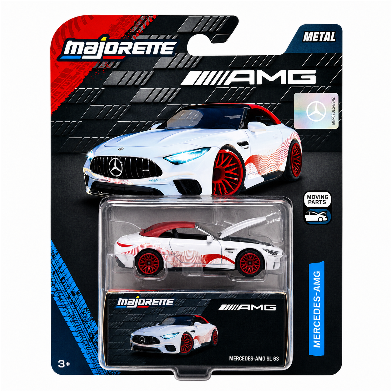 Majorette Mercedes-AMG SL 63 Die-Cast Metal Sports Car Model with Opening Hood