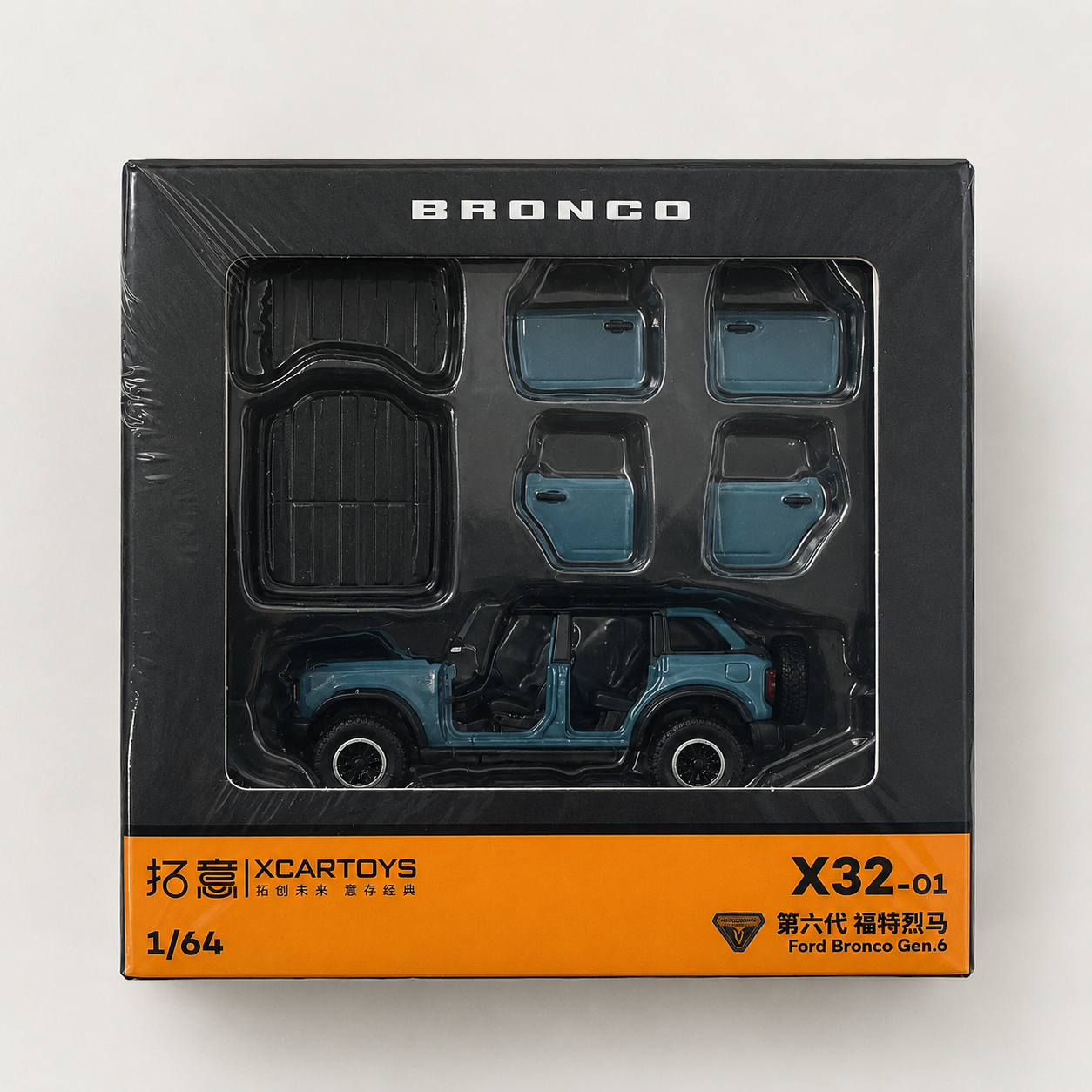 Bronco 1:64 Scale Die-Cast SUV Model Car – Opening Doors & Removable Roof Panels
