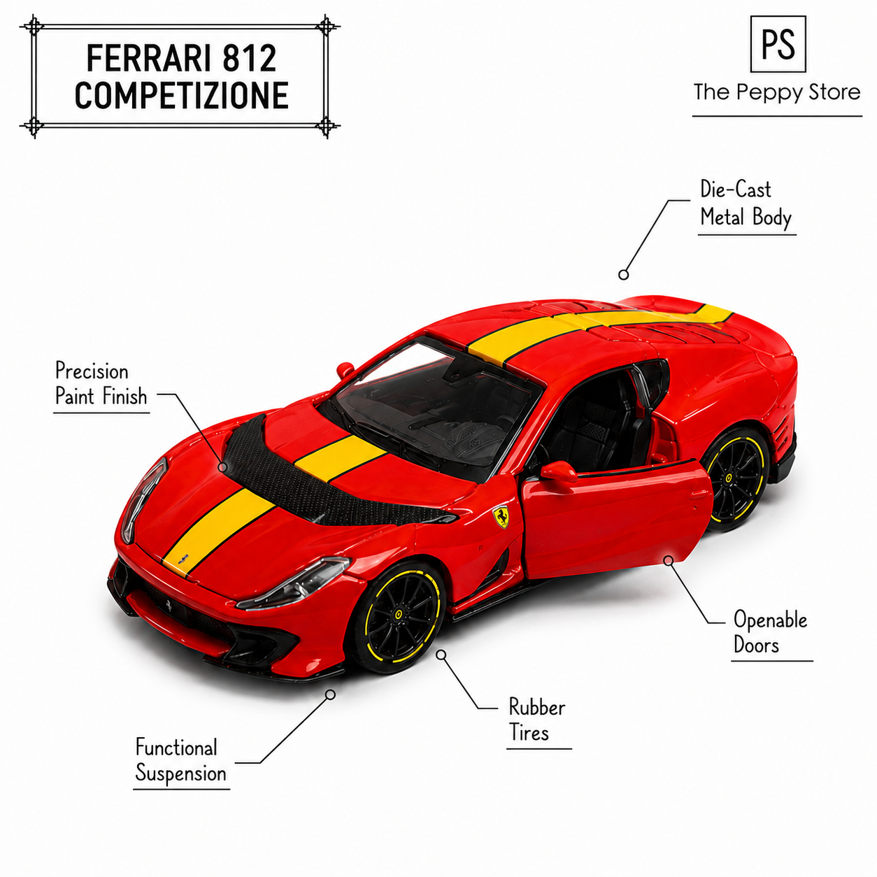 Official Bburago Scale 1 : 64 Diecast Scale Model - Ferrari 812 Competizione