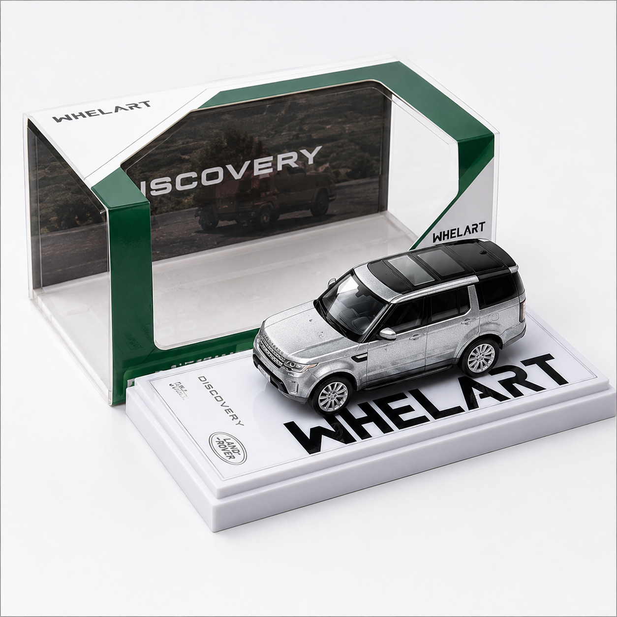 Whelart Land Rover Discovery Silver Edition 1:64 Die-Cast Model Car with Acrylic Display Case