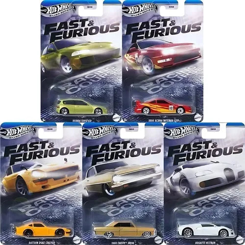 Hot Wheels 2025 Silver Series Fast and Furious Racing Course Cars  1:64 Scale - Set Of 5