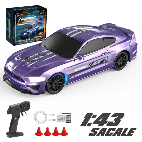 ENOZE 8500 Purple Remote Control Drift Super 1:43 Scale 4WD Fully Proportional Control, LED Lights, USB Rechargeable