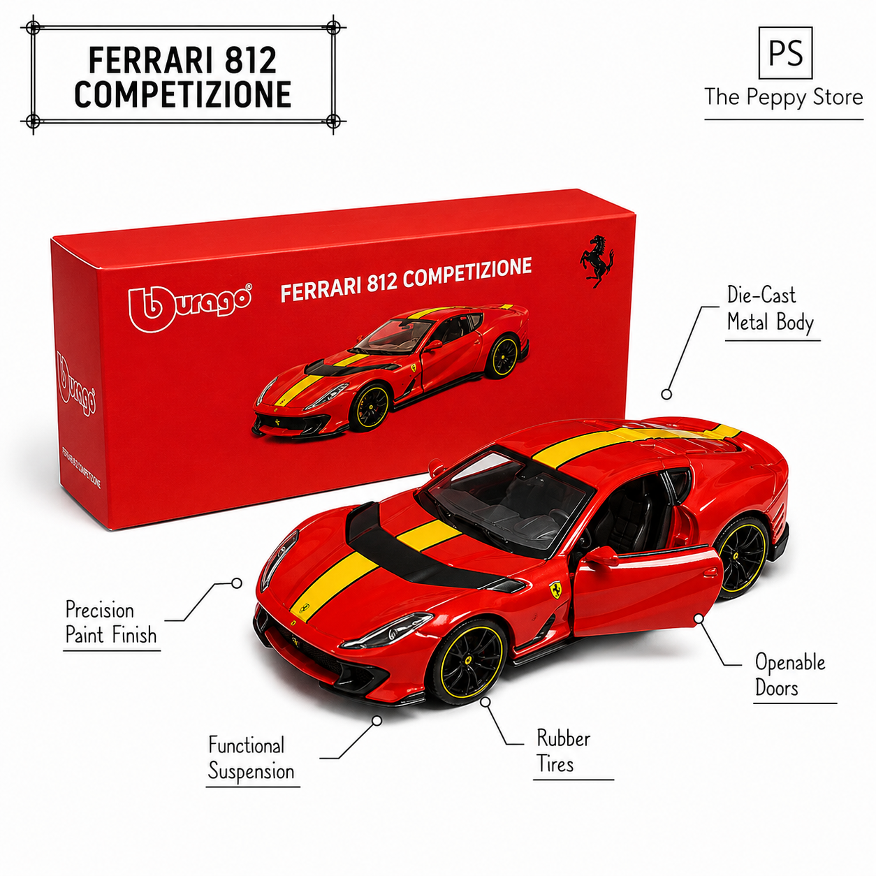 Official Bburago Ferrari 812 Competizione - 1 : 64 Diecast Scale Model