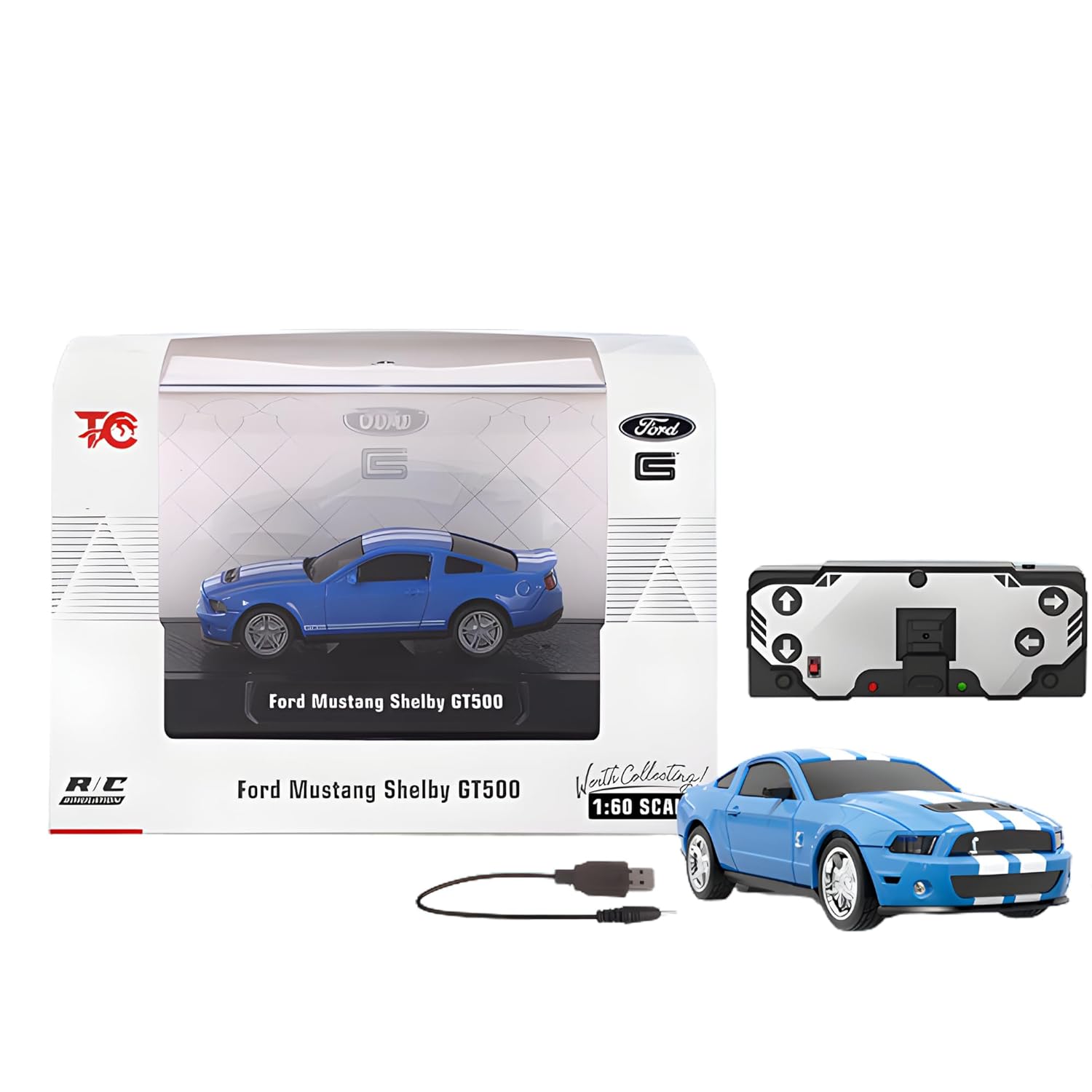 Ford Mustang Shelby GT500 Remote Control Car – 1:60 Scale Collectible (Blue)