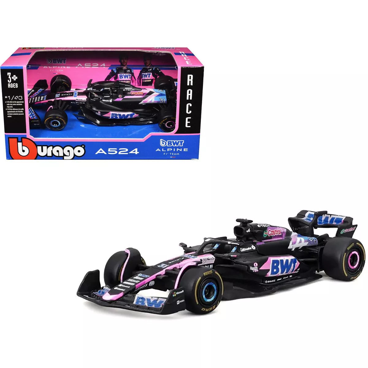 Bburago - 1/43 Diecast Scale Model - 2024 BWT Alpine A524 #31 Esteban Ocon