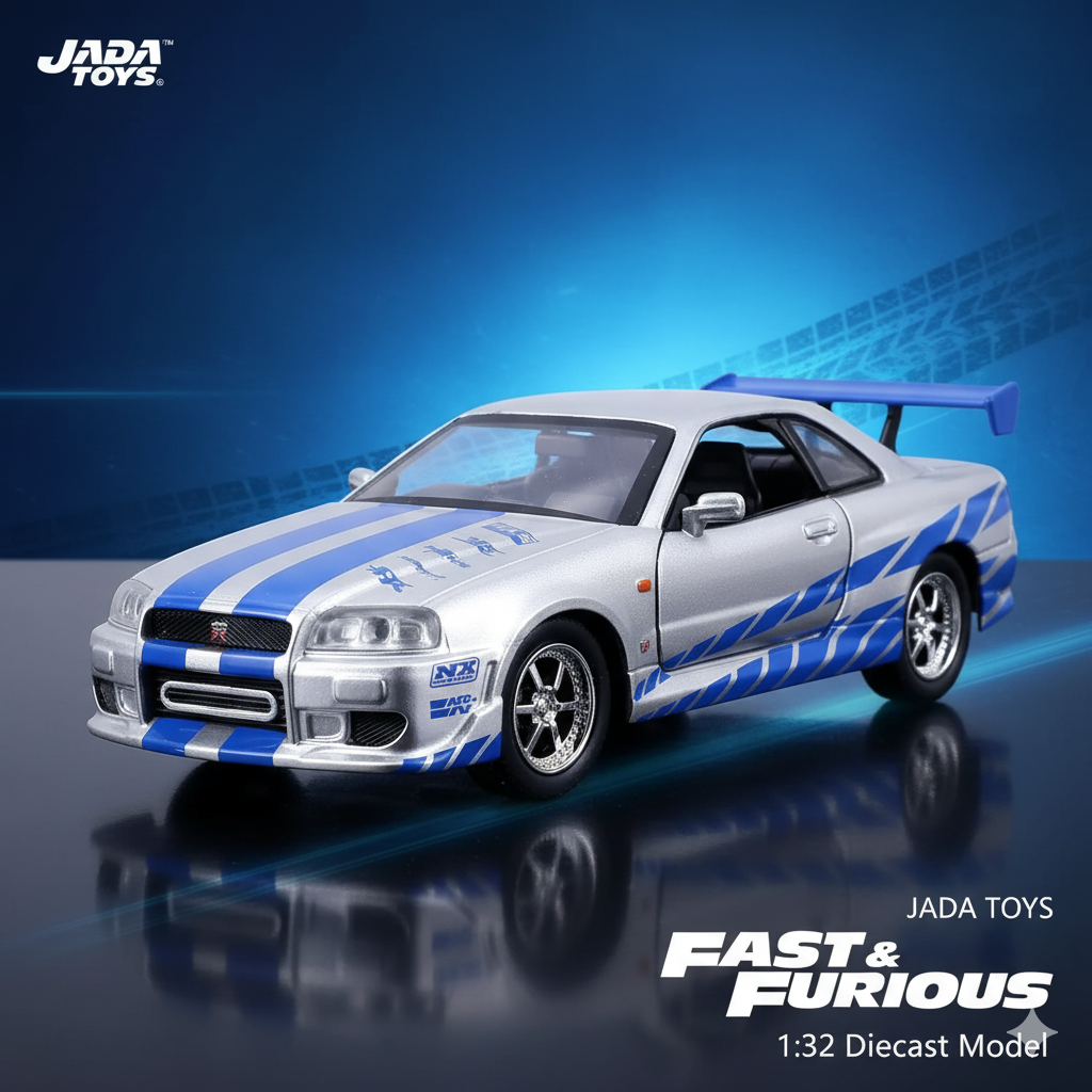 Jada - 1/32 scale Diecast Model Toy Car - Fast & Furious Brian's Nissan Skyline GT-R (R34)