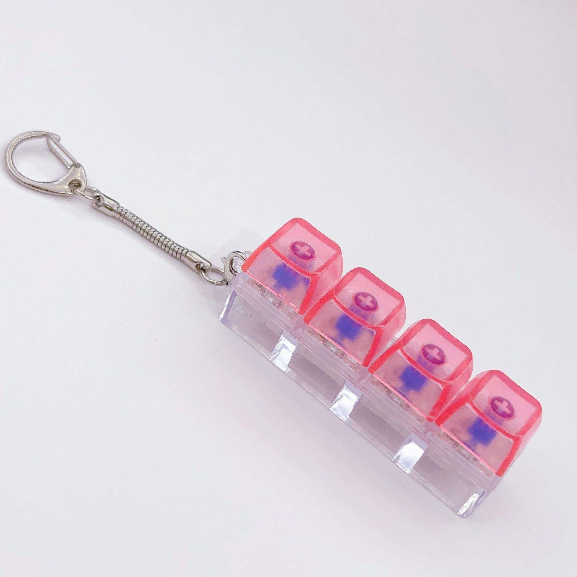 4Keys Finger Button Anti-stress Toys - Mechanical Keyboard Keychain With Light and Click Sound (Choose From Drop Down Menu)